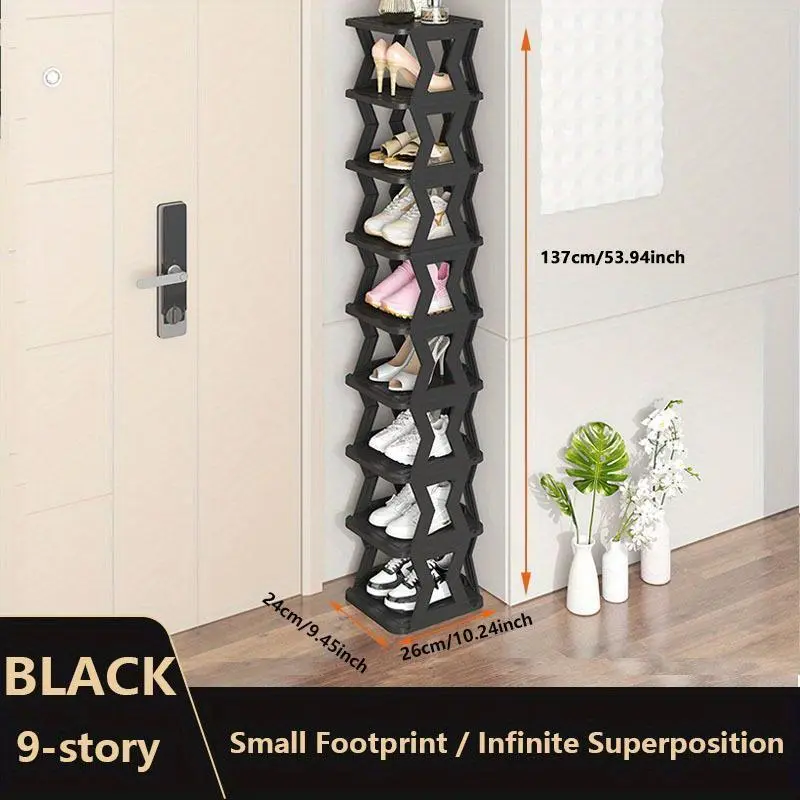 1pc Black Plastic Shoe Rack - Space-saving, Multi-layer Storage for Bedroom, Hallway & More - Durable, Easy Assembly, Versatile Organization Solution Organiser Double Tiers