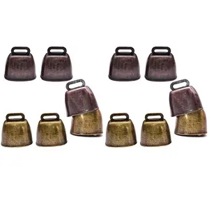 12 Pcs Metal Cow Bell, Cowbell Retro Bell for Horse Sheep Grazing Copper, Cow Bells Noise Makers