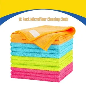 12 Pack Microfiber Cleaning Cloths for Cars & Home, Ultra Soft Lint Free Cleaning Rags, Absorbent Car Detailing Towels, Reusable Dusting Cloths for Kitchen, Windows, Glass, Garage, Office Cleaning Supplies
