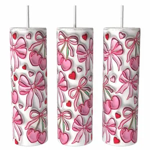 Cherry Bows 20oz skinny Tumbler Coffee Drinkware Insulated Lid Portable