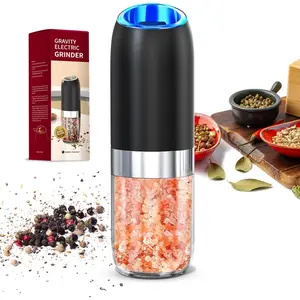 ​Battery Salt and Pepper Grinder Set-Gravity Electric Pepper Grinder, Automatic Spice Mill Refillable,Ceramic Larger Charmber,Adjustable Coarsenes,LED Light for Kitchen Housewarming Gifts New Home