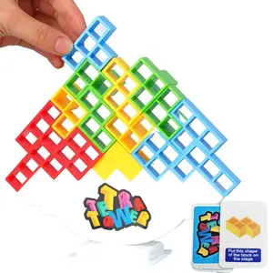 48 Pcs Tetra Tower Balance Stacking Blocks Game, Board Games for 2 Players+ Family Games, Parties, Travel, Kids & Adults Team Building Blocks Toy