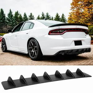 Cool Car Stuff 7-Fin Shark Fin Rear Bumper Lip Diffuser, Gloss Black Self-Adhesive Rear Lower Vortex Generator Spoiler, Universal Exterior Trim for Cars Trucks SUVs, Must-Have Car Accessories for Men Car Enthusiasts Mod