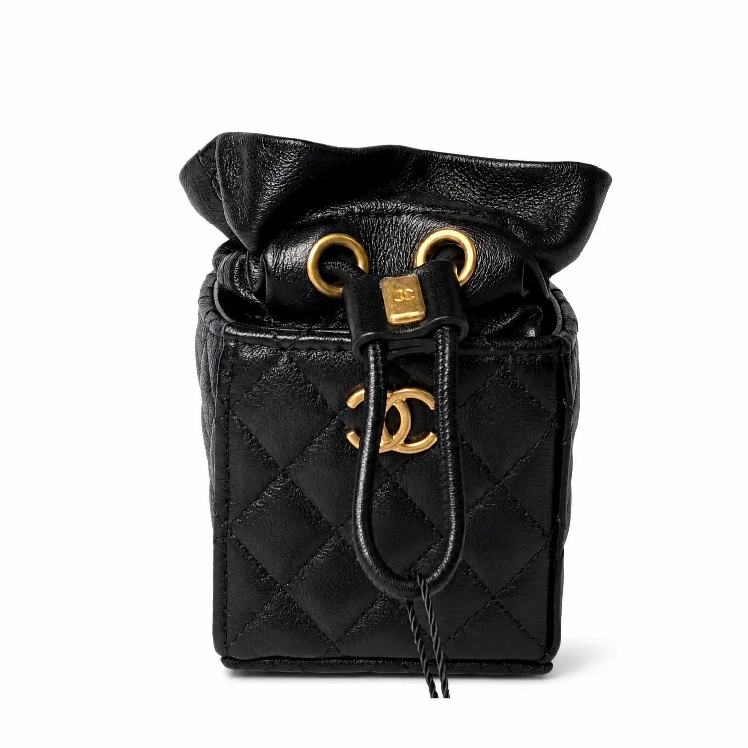Pre-owned CHANEL X Bucket Bags Quilted Lambskin Mini Drawstring Black 31746389