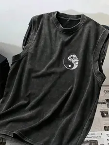 Cotton Vintage Distressed Men's Tank Top with Round Neck, Casual Sleeveless Summer Shirt for Teen to Adult Fashion