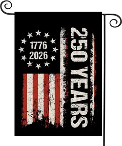 WENWELL 250 Years Anniversary Garden Flag,Blessings 250th Freedom Patriotic Banner Double, Sided with Stars and Stripes Design,1776-2026 Commemorative, 12x18 Inch
