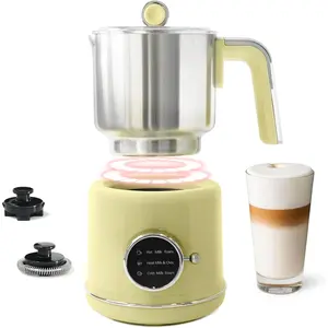 Stainless Steel Milk Frother for Coffee, 3-in-1 Electric Milk Warmer &  Maker, 12oz Hot Cold Frothing, Thick  for Macchiatos, Cappuccinos (Yellow)