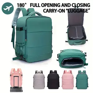 Unisex Multi-Pocket Travel Backpack With 180° Open Main Compartment & Shoe Storage - Large Capacity Durable Commuter Backpack For School, Business, Weekend Trips - Multiple Colors (Teal Blue, Black, Pink, Grey, Beige), Backpack For Travel,