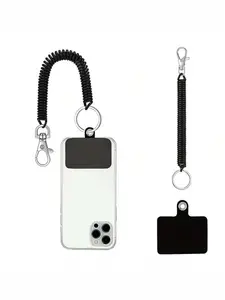 Padded Phone Lanyard, Elastic Phone Wrist Strap And Phone Case Anti-Theft Strap, Retractable Coiled Spring Keychain, Suitable For Outdoor Hiking, Climbing, Cycling, Applicable To Keys, Wallet, Phone And Other Important Items, Cell Phone Charm