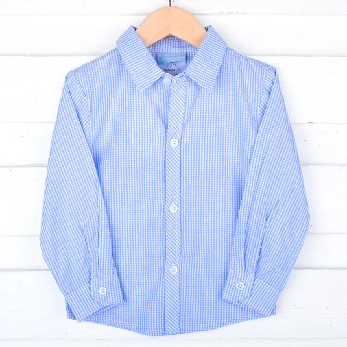 Light Blue Gingham Button Down Shirt - Boys Dress Shirt