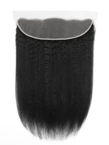 13x4 Ear to Ear Transparent Lace Frontal Closure Yaki/Kinky Straight Unprocessed Human Hair Frontal Full Lace Frontal Closures Pre-Plucked Natural Black