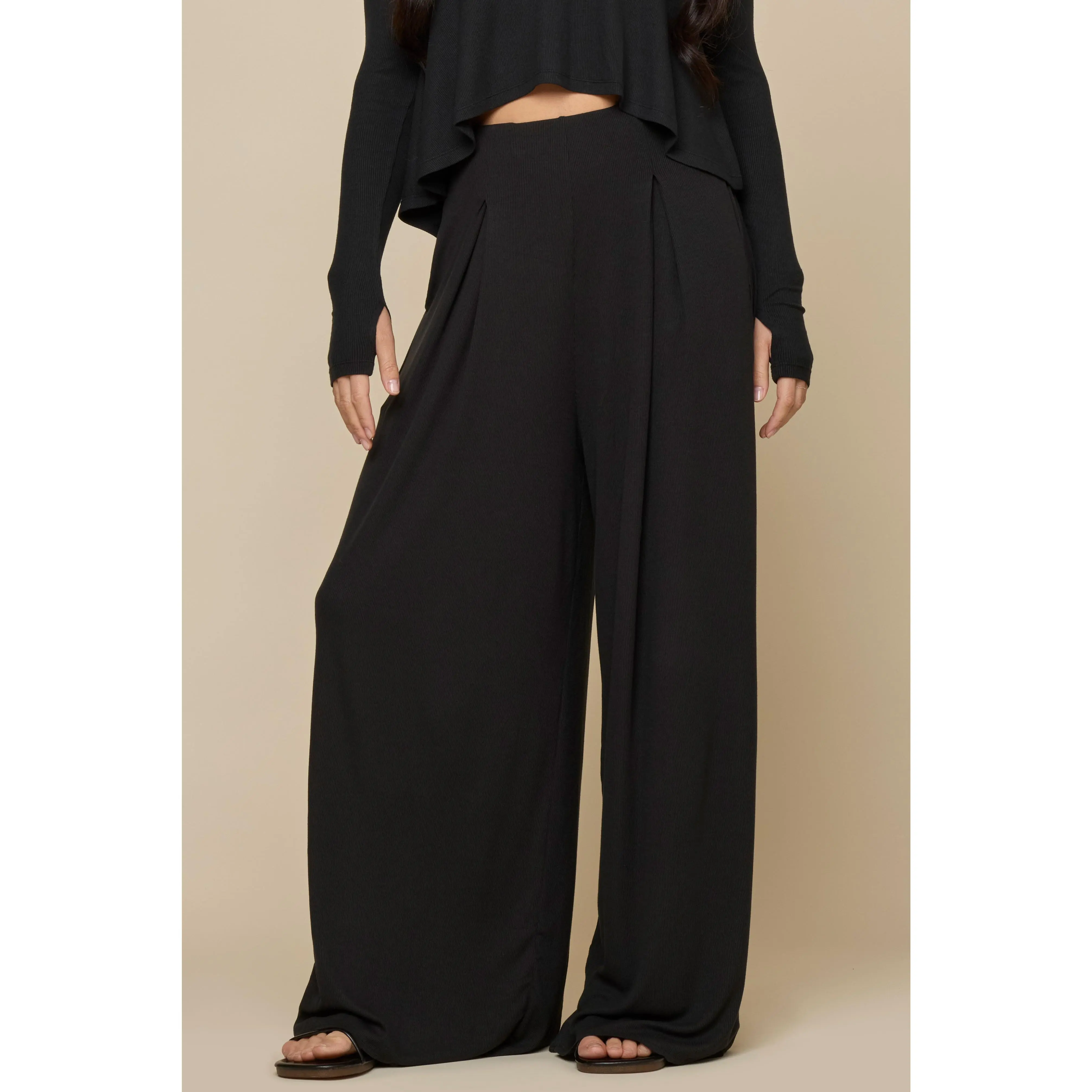 Go With The Flow Wide Leg Pant - Black Go With The Flow Wide Leg Pant - Black