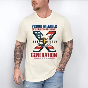 Proud Member Of The F*Ck Your Feelings Generation T-Shirt, 1965-1980 Gen X Shirt, Usa Flag Eagle Shirt, 80S Vibe Tee, Election 2024 Shirt
