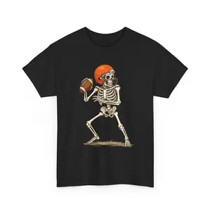 Funny Football Shirt Vintage Skeleton Playing football Shirt Unisex Heavy Cotton Tee for boys girls Halloween Shirt