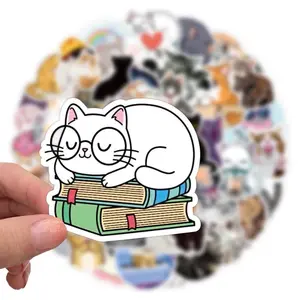 50 Pack of Adorable Funny Cute Cat Stickers - No Duplicates ~