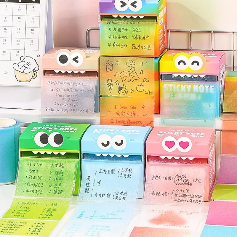 Random Color Cute Monster Pattern Sticky Note, 105pcs/box Creative Multi-purpose Sticky Note, Sticky Memo Pad for Home School Office