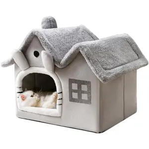 Colourtree Foldable Dog House & Cat Nest Soft Memory Foam Cushion Non-Slip Portable Pet Bed for Indoor Use Cute Rabbit Design Machine Washable