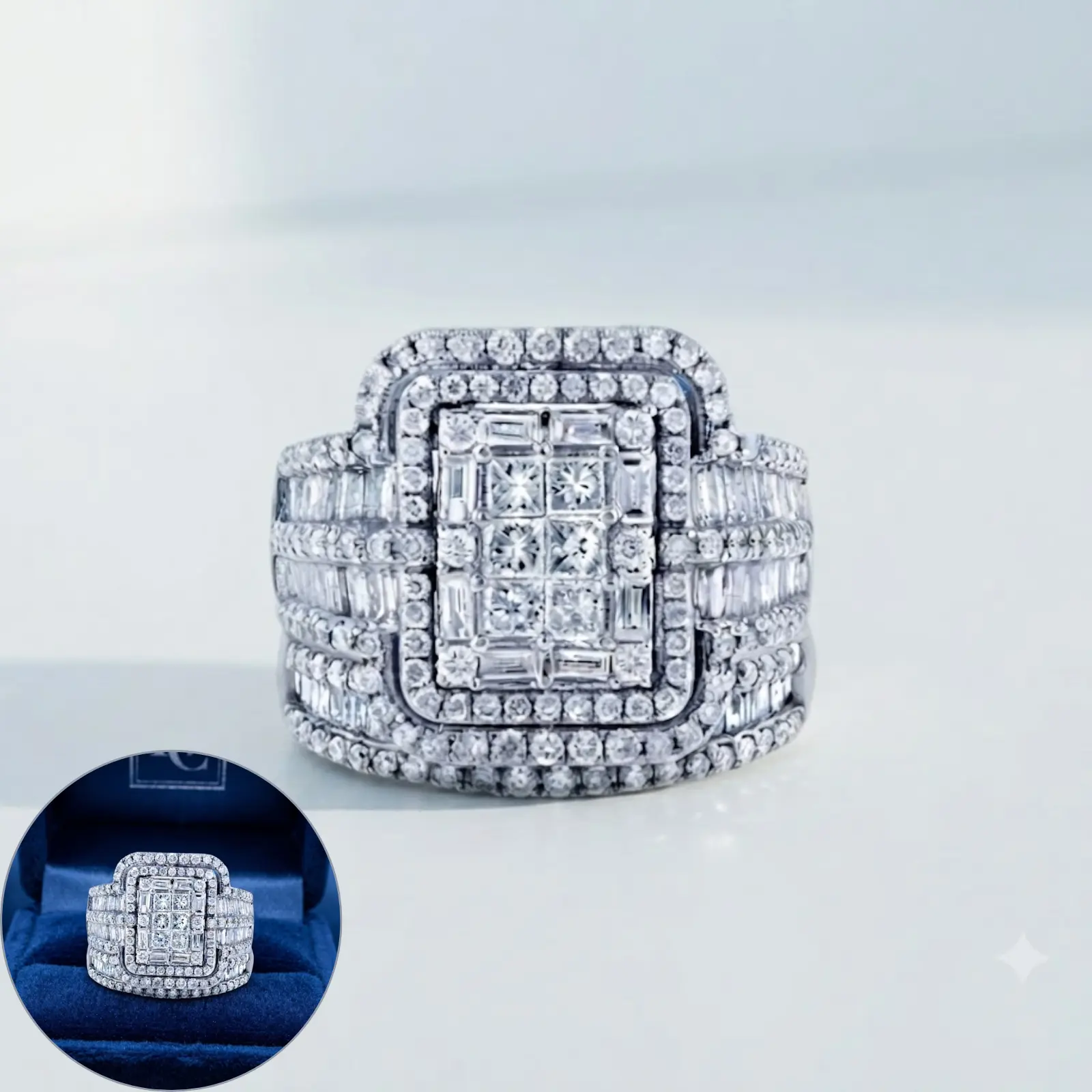 Wedding jewelry set - Sterling silver wedding rings with sparkling stones, a meaningful gift for friends and family.