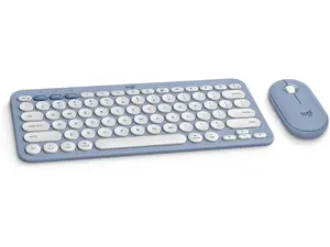 Logitech Pebble 2 Combo for Mac, Wireless Keyboard and Mouse, Slim, Quiet and Portable, Customizable, Bluetooth Mouse and Keyboard, Easy-Switch, for macOS, iPadOS - Tonal Blue
