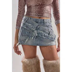DUMP HIM LOW RISE DENIM MINI SKIRT