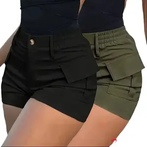 Women’s Summer Cargo Shorts Two-Piece Set — High-Waisted Slimming Design, Multi Pockets, Stretch Casual Hot Pants