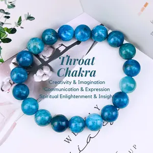 [Magic Crystal] Exquisite Natural Blue Apatite Ball Bracelet, Crystal, Jewelry, Gemstone, Chakra, Gift, Present, Handmade, Energy, Yoga, Beauty, Unique, Women, Unisex, Free Storage Bag, Festival, Christmas, Halloween, Easter, Tiktokmademebuyit