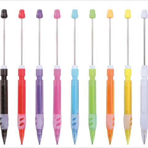 Mechanical pencil Beadable pencil Plastic Bead pencil Diy pencil Cute Cool pencil for Students Teacher Bridal Graduation Gift Office School Supplies