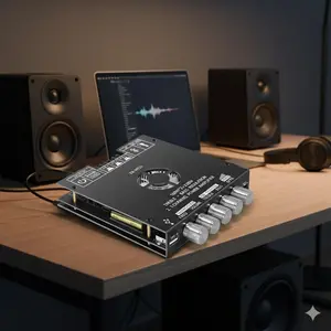 ZK-HT21 2.1CH Bluetooth Amplifier Module, TDA7498E Chip, 160W+160W+220W High Power, Bluetooth 5.0, AUX/USB Input, Bass/Treble Knob Control, Subwoofer Compatible, Wide Voltage DC15-36V for Home Theater Speaker Upgrade.