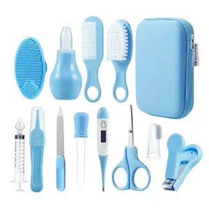Baby grooming kit - Unisex Portable Healthcare Kit Baby Safety Set Comb, Brush, Finger Toothbrush, Nail Clippers, Nasal Aspirator - Nursery Care Kit