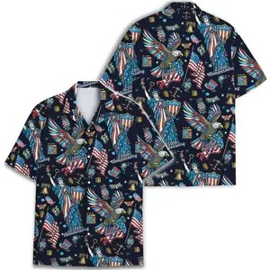 Full Print USA 250th Anniversary Hawaiian Shirt For Men, 250 Years of Freedom America Hawaiian Shirt, American Flag Fireworks Tropical Shirt, Vintage Summer Shirt, Beach Hawaiian Shirt, Gift for Men Women