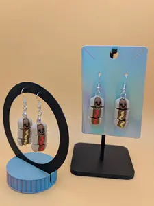 3D Printed Flexi Smiley Hotdog Dangle Earrings | Ketchup & Mustard | Hypoallergenic Novelty Gift