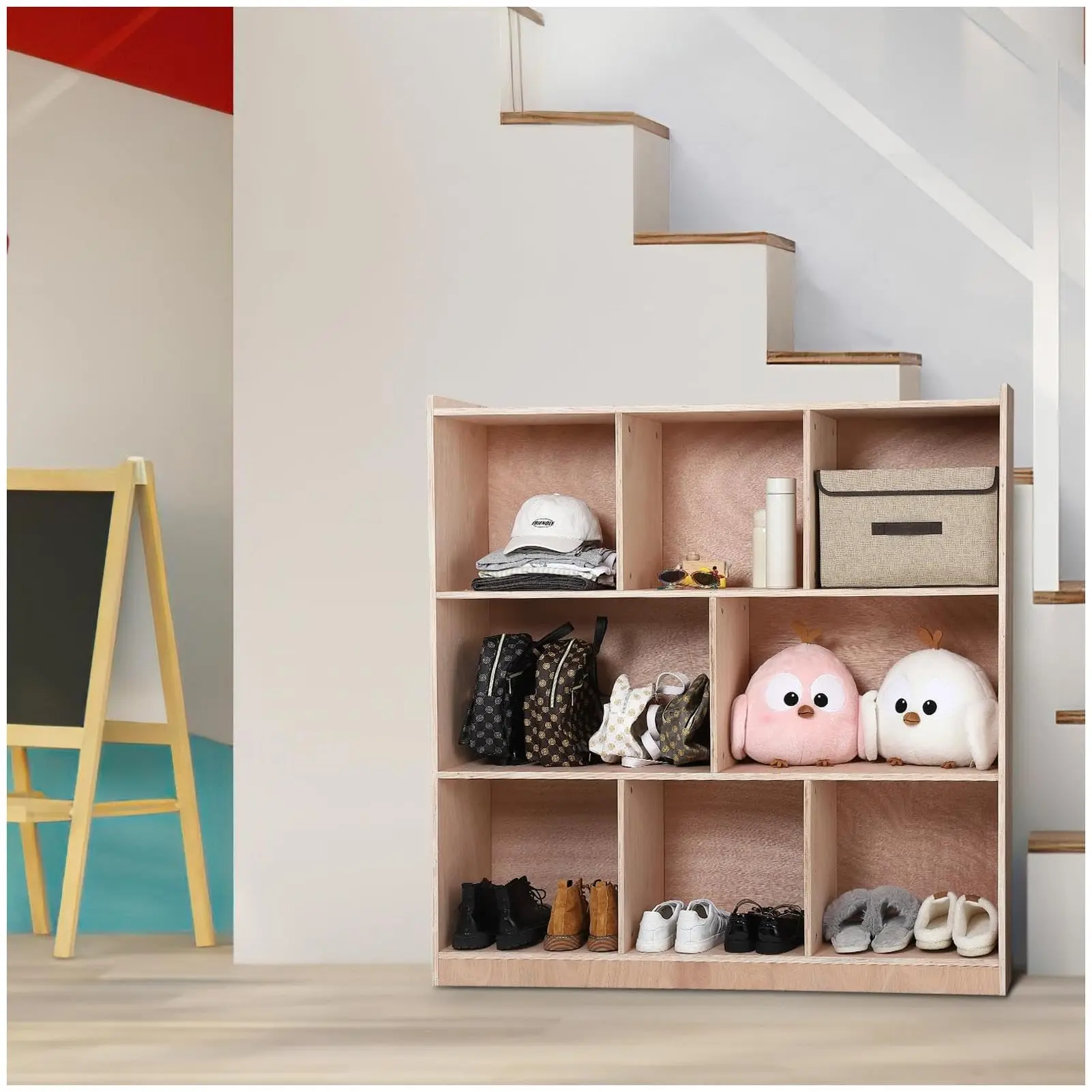 【GARVEE】8-Section Classroom Storage Locker, 8 Cubbies for Classrooms, Daycare Cubby with 4 casters, 2 Storage Boxes for Home, School, Kindergarten…