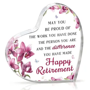 Retirement Gift, Acrylic Heart Shaped Ornament, Retirement Gift for Women, Unique Acrylic Memorial Gift for Colleagues, Friends, Mothers, Decor
