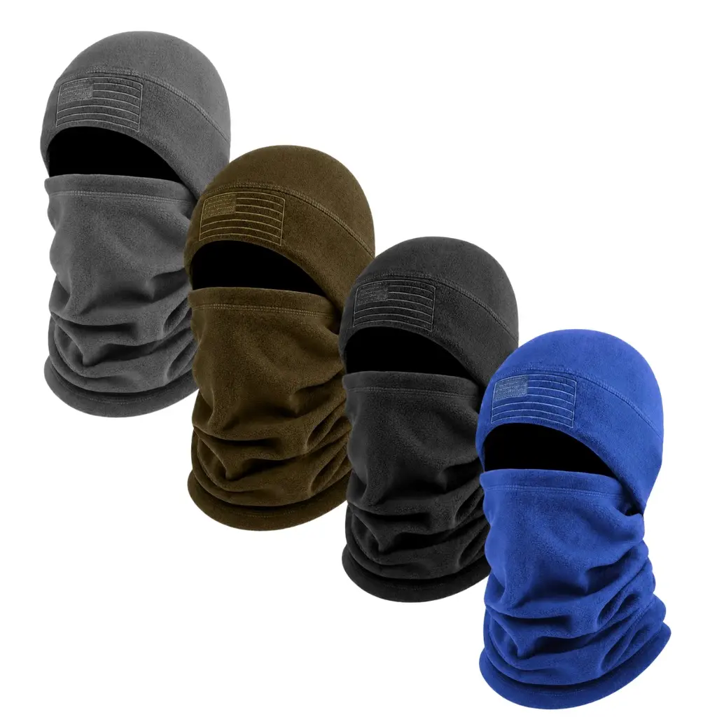 Thermal Fleece Balaclava Face Mask, Windproof Warm Full Face Neck Cover, Stretch Soft Winter Head Hood for Skiing, Cycling, Hiking Outdoor Cold Weather Activities, Unisex Multi‑Color Headwear