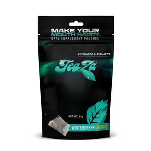 Teaza Herbal Energy Pouches Alternative Nicotine Free Dip, Smokeless Alternative Snuff Healthy Dip Pouches, Wintergreen Energy (1 Pack) nicFree Chewing with Premium Cool, Crisp Flavor