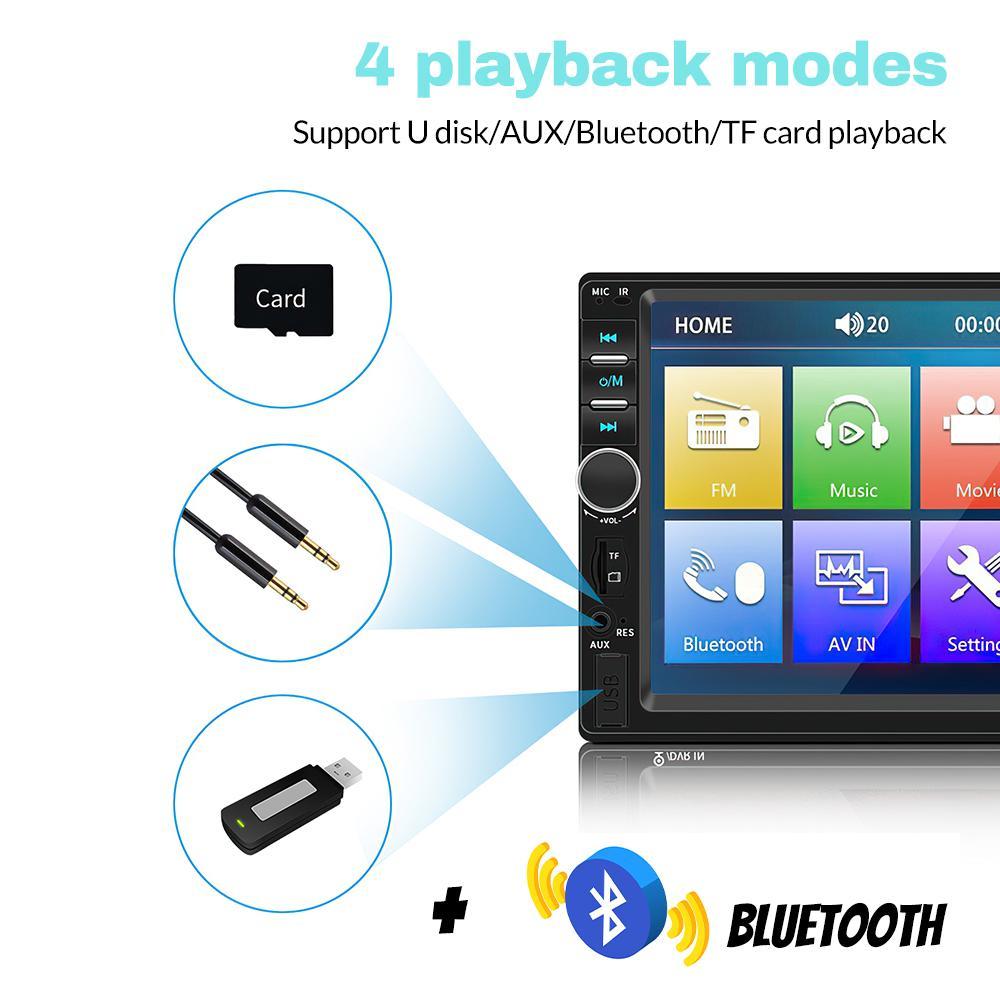Double Din Car Stereo,7 Inch Car Radio with HD Touch Screen Bluetooth Car Stereo,Bluetooth Hands-Free Calling,Mirror Link,AUX/EQ/SWC
