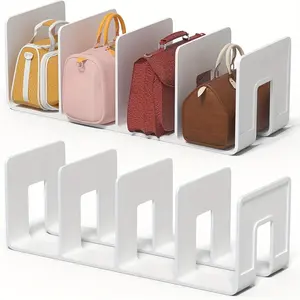 2 Acrylic 4-Compartment Storage Racks, Wallet Handbag File Organizer, Modern Transparent Shelf for Closet Desk Retail Home Organization, Decorative Storage Organizers