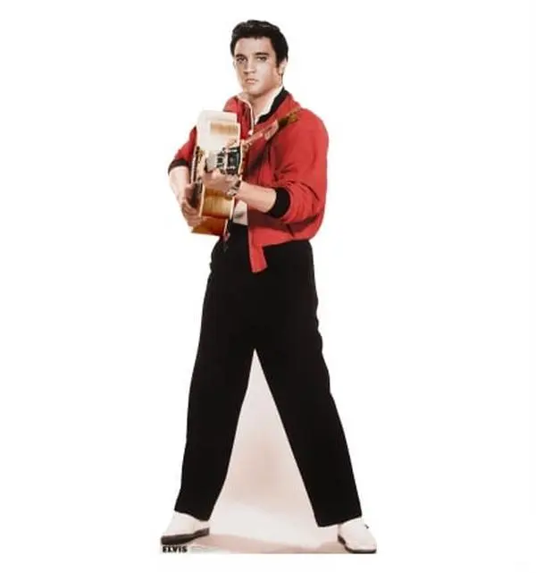 Elvis King of Rock 'n Roll Black-White Cardboard Cutout, Retro 73 x 30 in Music Memorabilia, Home Decor Accent