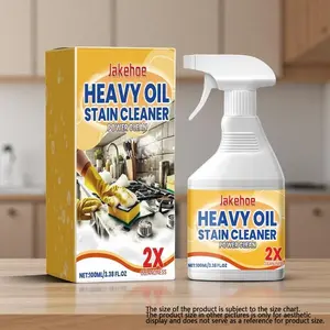 Heavy Oil Stain Cleaner, 1 Count Oil Stain Cleaner Spray with Sprayer, Cleaner Treatment Agent, Stain Remover, Stain Treater Spray, Household Cleaning Product for Kitchen Stove, Range Hood, Cleaning Supply, Interior Cleaner, Kitchen Cleaning Supplies