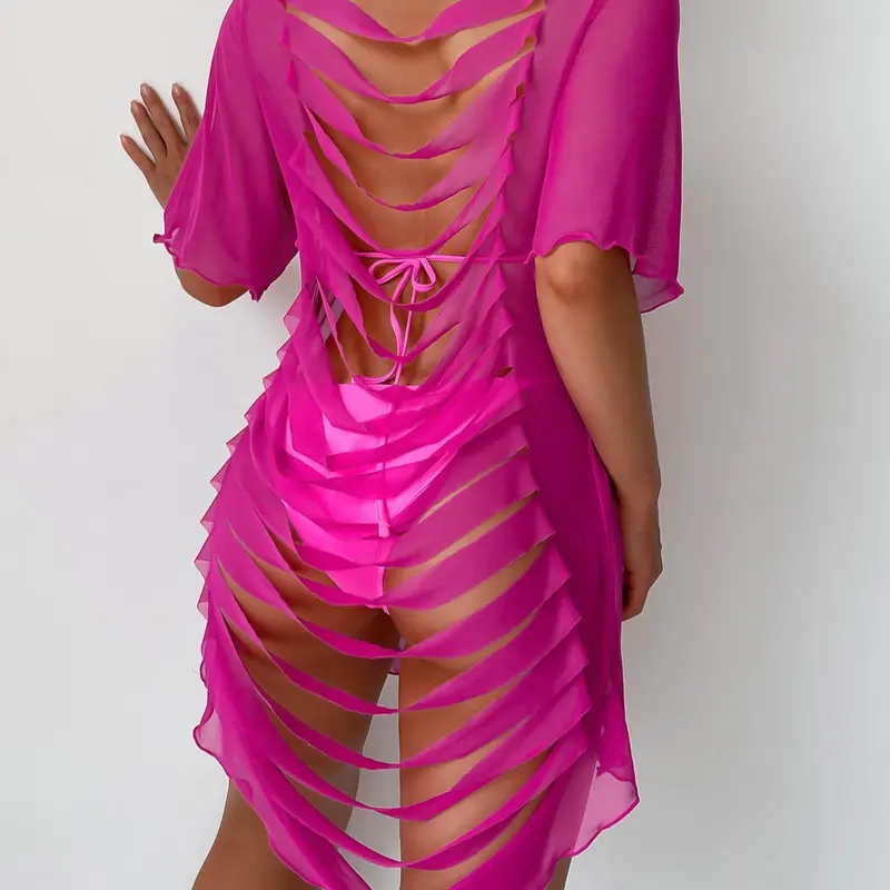 Women's 1pc Hollow-Out Breathable Mesh Beach Long Cover-Up Bikini Covering Shawl Black Semi-Transparent Swimsuit Cover-Up Cut-Out Beach Skirt Sexy Beachwear Swimwear Swimwear Coverups Sheer Cover Ups Summer Coverup Coverups For Bathing Suits