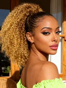 Afro kinky Curly Ponytail Extension 14 Inch Drawstring Ponytail for Women Daily Wear