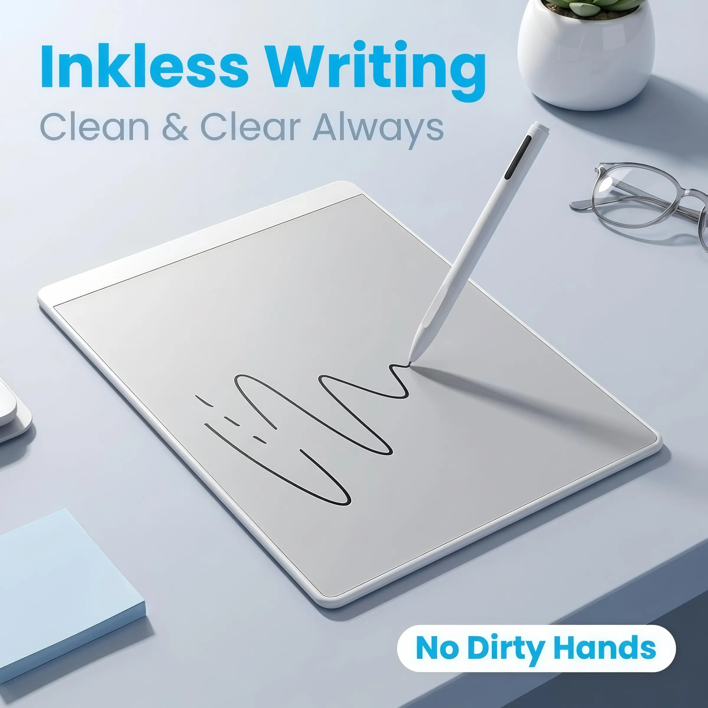 Magnetic Erasable Whiteboard, Dry Erase Reusable, Inkless Writing Surface, 7.48x5.04 Inch Desktop Memo Board, Clear Text, No Residue, Ideal for Notes & Kids Art