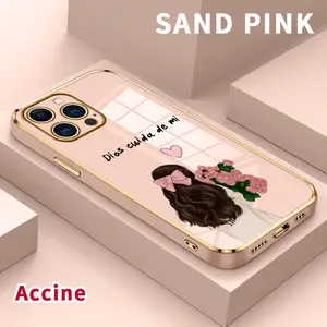 Plating Mobile Phone Case for iPhone 15 Pro Max 16 14 Plus 13 12 11 Prayer, Love, Blooms Printed Soft Silicone TPU Glossy Anti-oil Protective Cover