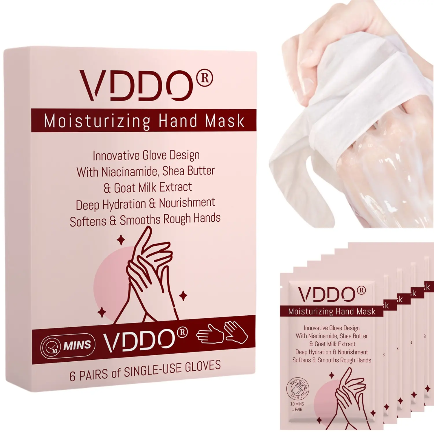 Intensive Repair Hand Mask Gloves – Hydrating Hand Treatment with Coconut Oil, Milk Extract & Shea Butter, Repairing Moisturizing Gloves for Sensitive Dry Skin, Soft Smooth Hand Care Spa Kit for Women, Multi-Pair Hand Masks