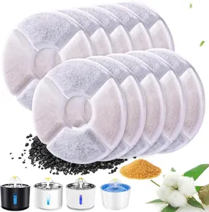 Cat Water Fountain Filter, 10 Pack Replacement Filters for 81oz/2.4L Automatic Pet Fountain Dog Water Dispenser, 3 Triple Filtration System