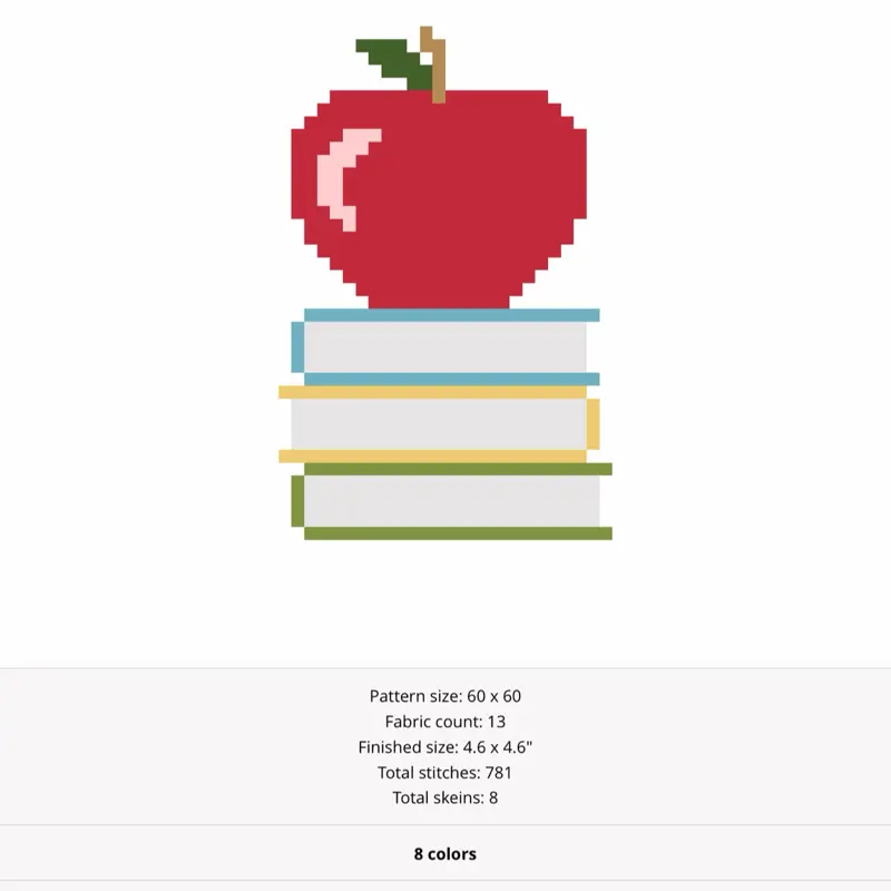 Apple and Books Needlepoint Canvas