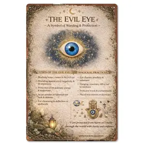 The Evil Eye Warding & Protection Symbol 8x12 Inch Aluminum Metal Sign - Mystical Wall Decor for Witchy Room, Altar, Entryway - Retro Tin Sign Gift for Witches, Pagans & Protection Magic Fans
