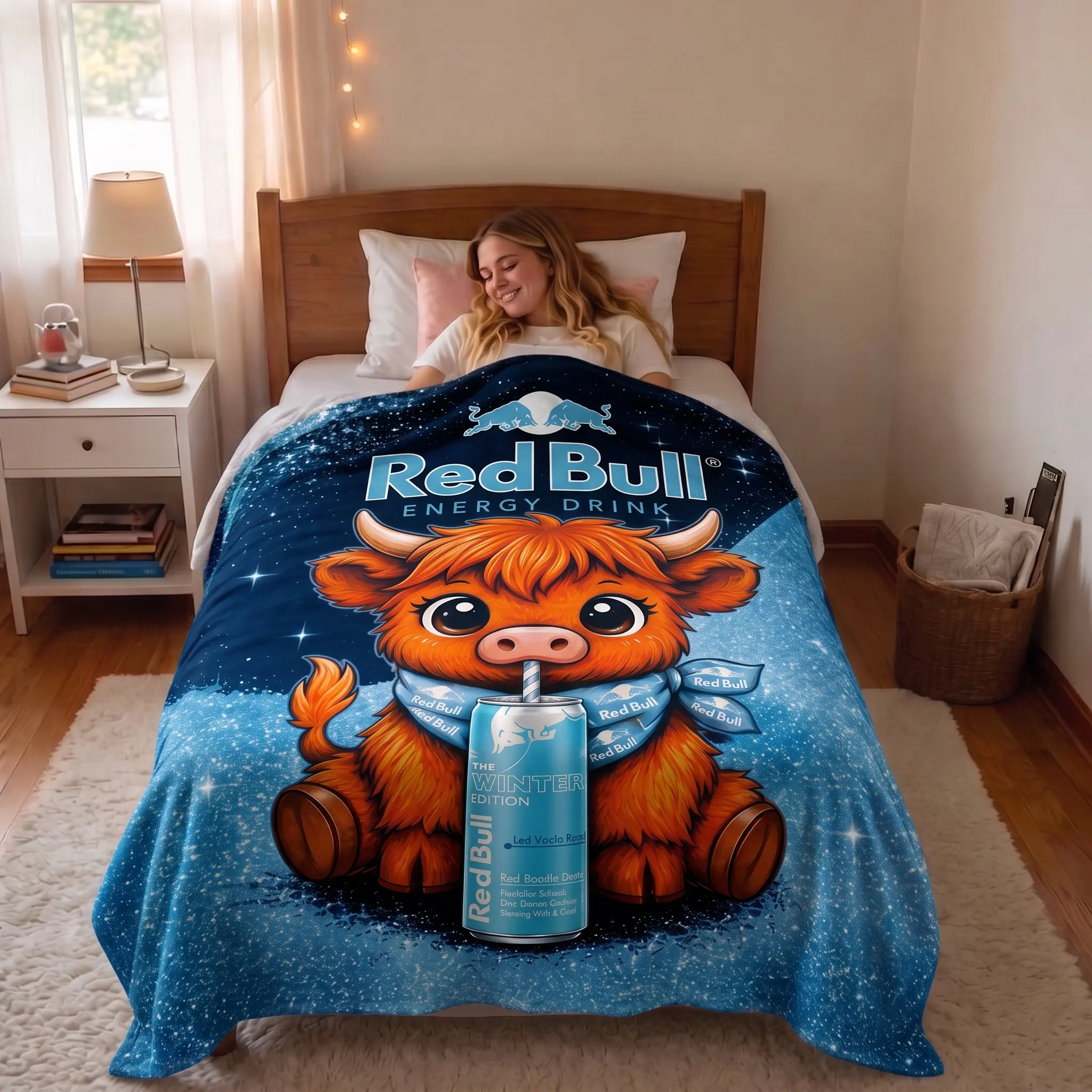 Red Bull Highland Cow Blanket – Soft Cozy Throw Blanket for Bed Sofa Couch