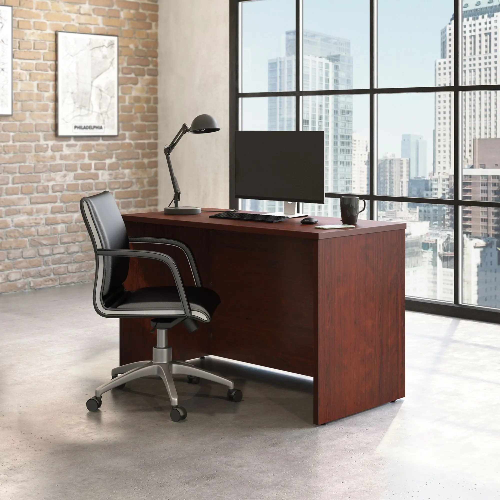 Sauder Affirm Modern Office Desk (48in x 24in) - Melamine Surface, Cable Management, Adjustable Levelers, Sturdy Modern Style Desks & Workstations for Home Workspaces, Sturdy Desks & Workstations