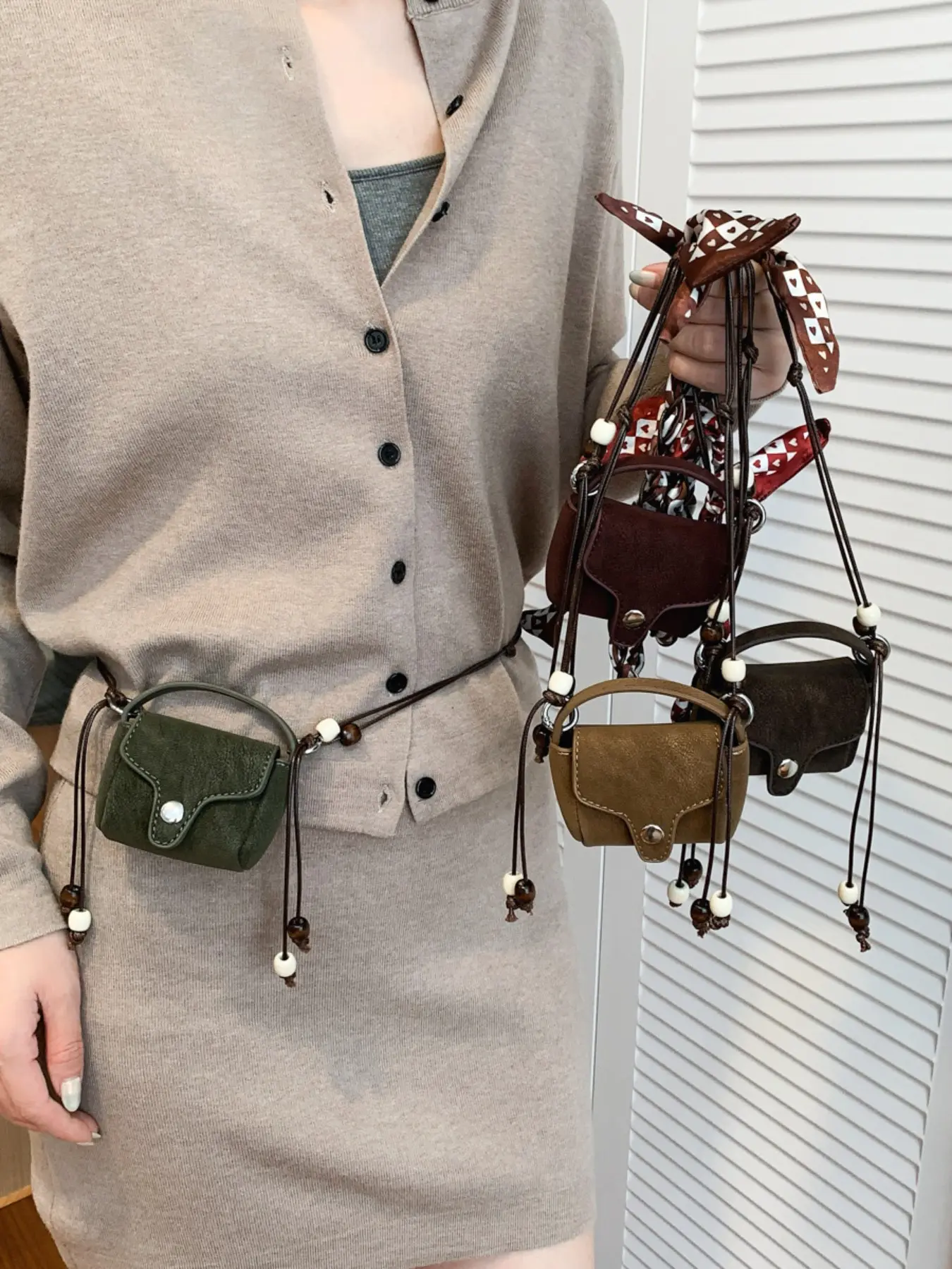 High-End Mini Girl Wallet, Unique Trendy Over-The-Shoulder Crossbody Bag, Korean Style Key Earphone Pouch, Mini Mouth Purse